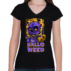 PRINTFASHION HALLOWEED - Női V-nyakú póló - Fekete