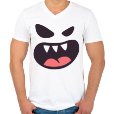 PRINTFASHION Halloween arc - Férfi V-nyakú póló - Fehér