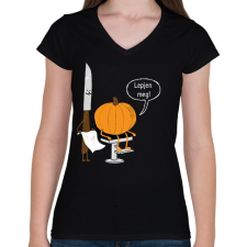 PRINTFASHION Halloween barber - Női V-nyakú póló - Fekete női póló