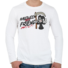 PRINTFASHION Halloween Best Friend - Férfi hosszú ujjú póló - Fehér férfi póló
