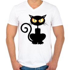 PRINTFASHION Halloween cat - Férfi V-nyakú póló - Fehér
