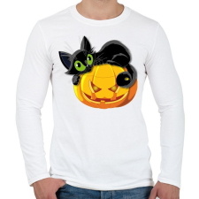 PRINTFASHION Halloween cica - Férfi hosszú ujjú póló - Fehér férfi póló