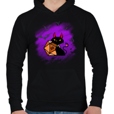 PRINTFASHION Halloween Cica - Férfi kapucnis pulóver - Fekete férfi pulóver, kardigán