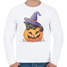 PRINTFASHION Halloween cica - Férfi pulóver - Fehér