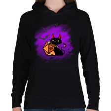 PRINTFASHION Halloween Cica - Női kapucnis pulóver - Fekete női pulóver, kardigán