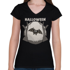 PRINTFASHION HALLOWEEN DENEVÉR - Női V-nyakú póló - Fekete