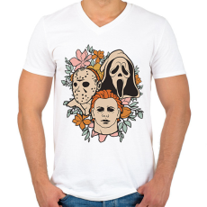 PRINTFASHION Halloween Friends - Férfi V-nyakú póló - Fehér