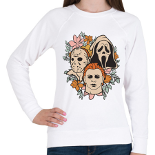 PRINTFASHION Halloween Friends - Női pulóver - Fehér női pulóver, kardigán