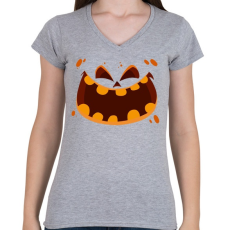 PRINTFASHION halloween head - Női V-nyakú póló - Sport szürke