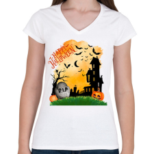 PRINTFASHION Halloween-i borzongás - Női V-nyakú póló - Fehér női póló