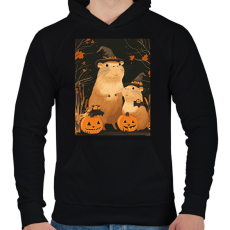 PRINTFASHION Halloween-i Capybara Család - Férfi kapucnis pulóver - Fekete