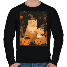 PRINTFASHION Halloween-i Capybara Család - Férfi pulóver - Fekete