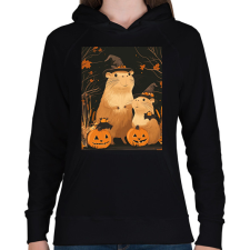 PRINTFASHION Halloween-i Capybara Család - Női kapucnis pulóver - Fekete női pulóver, kardigán