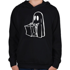 PRINTFASHION Halloween-i szellem - Gyerek kapucnis pulóver - Fekete gyerek pulóver, kardigán