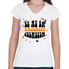 PRINTFASHION Halloween jelmez - Női V-nyakú póló - Fehér