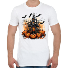 PRINTFASHION Halloween kastély - Férfi póló - Fehér férfi póló
