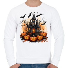 PRINTFASHION Halloween kastély - Férfi pulóver - Fehér