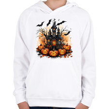 PRINTFASHION Halloween kastély - Gyerek kapucnis pulóver - Fehér gyerek pulóver, kardigán