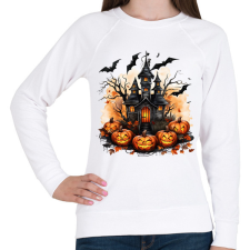 PRINTFASHION Halloween kastély - Női pulóver - Fehér női pulóver, kardigán