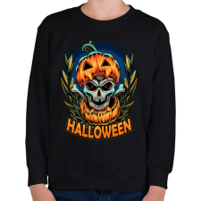 PRINTFASHION Halloween koponya tökben - Gyerek pulóver - Fekete gyerek pulóver, kardigán