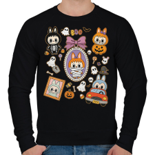 PRINTFASHION Halloween Labubu - Férfi pulóver - Fekete férfi pulóver, kardigán