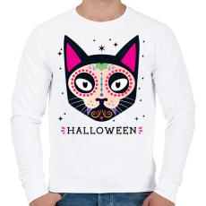 PRINTFASHION HALLOWEEN MACSKA - Férfi pulóver - Fehér