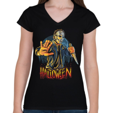 PRINTFASHION Halloween - Női V-nyakú póló - Fekete női póló