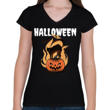 PRINTFASHION HALLOWEEN - Női V-nyakú póló - Fekete női póló