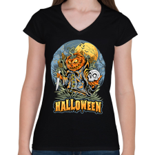 PRINTFASHION Halloween - Női V-nyakú póló - Fekete női póló