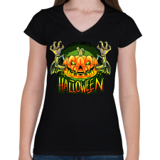 PRINTFASHION halloween - Női V-nyakú póló - Fekete női póló