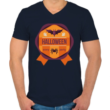 PRINTFASHION Halloween Scary Party - Férfi V-nyakú póló - Sötétkék férfi póló