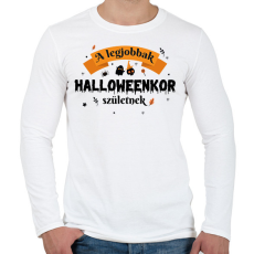 PRINTFASHION Halloween szülinap - Férfi hosszú ujjú póló - Fehér