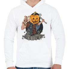 PRINTFASHION Halloween tök fej - Férfi kapucnis pulóver - Fehér