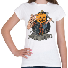 PRINTFASHION Halloween tök fej - Női póló - Fehér