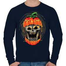 PRINTFASHION Halloween tök koponya - Férfi pulóver - Sötétkék férfi pulóver, kardigán