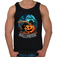 PRINTFASHION Halloween tökfej és pók - Férfi atléta - Fekete