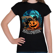 PRINTFASHION Halloween tökfej és pók - Női póló - Fekete női póló