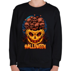 PRINTFASHION Halloween tökfej koponyákkal - Gyerek pulóver - Fekete