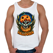 PRINTFASHION Halloween tökös koponya csontváz - Férfi atléta - Fehér atléta, trikó