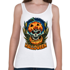 PRINTFASHION Halloween tökös koponya csontváz - Női atléta - Fehér női trikó