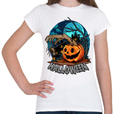 PRINTFASHION Halloween tökös minta - Női póló - Fehér