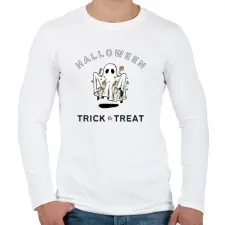 PRINTFASHION Halloween Trick or Treat - Férfi hosszú ujjú póló - Fehér férfi póló