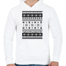 PRINTFASHION Halloweenes csúnyapulcsi minta - Férfi kapucnis pulóver - Fehér férfi pulóver, kardigán
