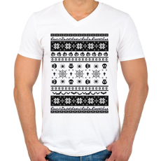PRINTFASHION Halloweenes csúnyapulcsi minta - Férfi V-nyakú póló - Fehér