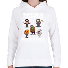 PRINTFASHION Halloweenkor az lehetsz aki csak szeretnél - Női kapucnis pulóver - Fehér