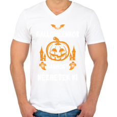 PRINTFASHION Halloweenkor bárhogy nézhetek ki - Férfi V-nyakú póló - Fehér