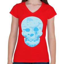 PRINTFASHION Halott tenger - Női V-nyakú póló - Piros női póló