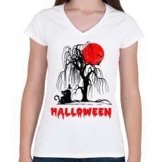 PRINTFASHION HALOWEEN - Női V-nyakú póló - Fehér