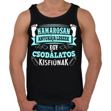 PRINTFASHION Hamarosan anyukája leszek egy csodálatos kisfiúnak - Férfi atléta - Fekete atléta, trikó