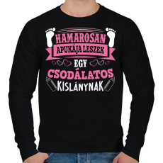 PRINTFASHION Hamarosan apukája leszek egy csodálatos kislánynak - Férfi pulóver - Fekete
